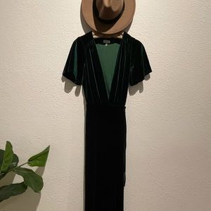 TOBI Velvet Green Dress